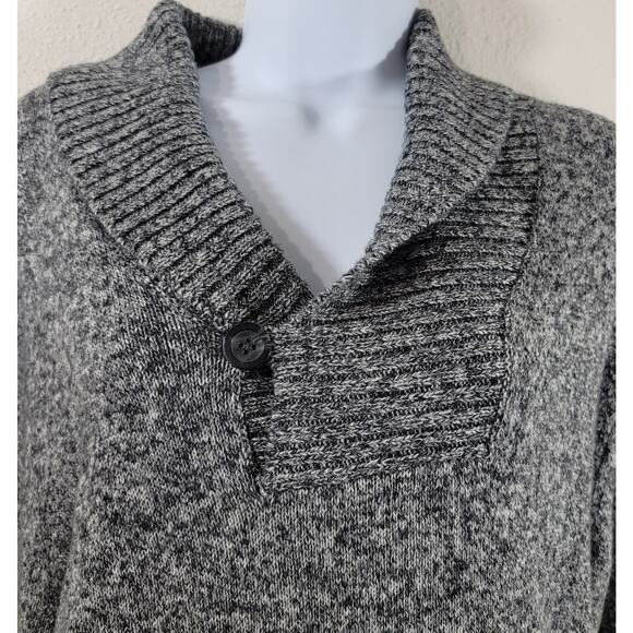 Goodfellow Co Black Marled Mock Collar Shawl Pullover Sweater Large Soft Stretch - Picture 6 of 6